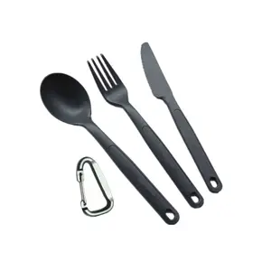 Sustainable Custom Plastic Cutlery Set Travel Hook Design for Outdoor Camping Dinnerware-4 Piece Hard Plastic Cutlery