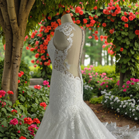 FEISHILUO luxe ivoire sirène robe de mariée Style moderne sans manches perle dentelle perle paillettes fleurs sur mesure bouton fermeture