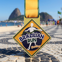 Médaille de marathon 3D en alliage de zinc émaillé, personnalisable pour course sur route et festival de course