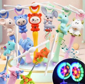 Children's Stick Toy with <b>Light</b> Music <b>Projection</b> Cartoon Dinosaur Cow Rabbit Mouse Windmill for Boys - Product Image 2