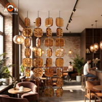 Lustre Moderne de Luxe à Suspension Créative en Verre Ambré Effet Ondulation d'Eau pour Décoration Intérieure, Hôtels et Showrooms