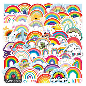 Offre Spéciale 50pcs Die Cut Cartoon Rainbow Bridge PVC Étiquette Autocollant Enfant Décor Vinyle Graffiti pour Ordinateur Portable Téléphone Article Chaud - Product Image 1