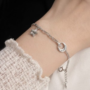 Bracelet avec pendentif étoile et lune en argent Sterling S925, bijoux romantiques frais en argent pour femmes, cadeau d'anniversaire pour les déplacements quotidiens - Product Image 6