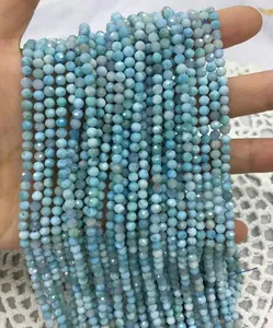 Fancy jewelry Good Price AAA Quality 38-40cm Natural Blue Larimar Stone 4mm Faceted Beads For DIY Jewelry making