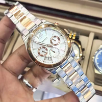 Montre-bracelet à quartz pour femme en gros, bicolore or rose, cadran multifonction, affichage jour/date, chronographe pour femme, Relojes