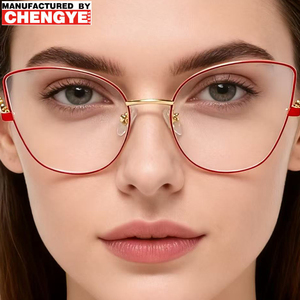 2025 thiết kế mới cao cấp kính quang học cho phụ nữ Cat Eye <span class=keywords><strong>Designer</strong></span> thoải mái kim loại theo toa khung bán buôn - Product Image 1
