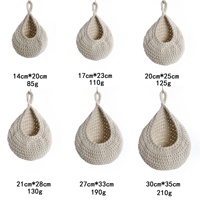 Corde de lin faite à la main tissé nid d'oiseau tenture murale filet de rangement sac cuisine salon panier de fruits goutte d'eau conception
