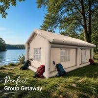Tente de camping gonflable portable de luxe pour la maison, en Oxford imperméable et coton élégant, pour les voyages en plein air, tente en toile