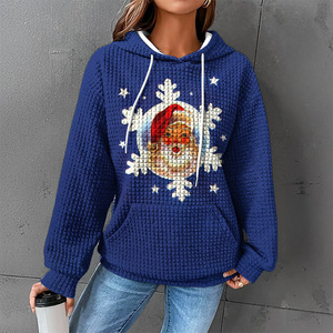 <span class=keywords><strong>Sudadera</strong></span> con Capucha <span class=keywords><strong>de</strong></span> Invierno para Mujer, Diseño Navideño, Tejido Waffle, Poliéster, Estampado Sólido, Corte Regular, Manga Larga - Product Image 2