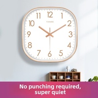 Jam Dinding Analog Persegi Mewah Quartz Senyap Desain Sederhana Modern Nordik Bertenaga Baterai Ruang Tamu Rumah Resin No