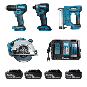 Kit Combinado <span class=keywords><strong>de</strong></span> Herramientas Eléctricas Inalámbricas <span class=keywords><strong>Makita</strong></span> 18V LXT, Atornillador <span class=keywords><strong>de</strong></span> <span class=keywords><strong>Impacto</strong></span>, Clavadora, Sierra Circular, Cargador Doble DC18RD, Juego <span class=keywords><strong>de</strong></span> Herramientas Eléctricas para Trabajar la Madera - Product Image 1