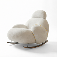 Fauteuil à bascule portable moderne avec coussin en mousse haute densité, fauteuil inclinable de loisirs en bois massif pour salon, chambre et appartement