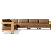 Ensemble de canapés d'extérieur modernes en bois massif, mobilier de patio durable en teck pour hôtel, villa, cour et jardin