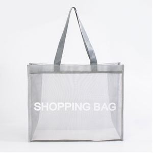 Sac fourre-tout de plage en nylon grande capacité imprimé tendance été 2024 avec maille et grille ajourée pour le shopping et les cadeaux - Product Image 1