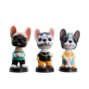 2024 Kawaii kustom Resin mainan dasbor mobil miniatur hewan Bobble kepala anjing kartun bobblehead untuk mobil