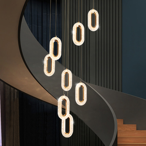 Lámpara de Araña Moderna de Lujo Ligero, LED, Acrílica, Ovalada, Colgante, <span class=keywords><strong>para</strong></span> Escalera de Villa, Decoración de <span class=keywords><strong>Interiores</strong></span>, Lámparas de Araña Largas <span class=keywords><strong>para</strong></span> <span class=keywords><strong>Escaleras</strong></span> - Product Image 2