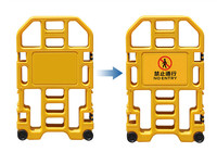 Barrière d'entretien d'ascenseur pliable réfléchissante en PEHD jaune de qualité ingénierie, protection IP67 portable, sécurité mobile en 4 parties