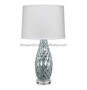 Hollow Out Ceramic <b>Table</b> Lamp for Bedroom Study Room Office Farmhouse <b>Bedside</b> Nightstand Lamp - Product Image 3