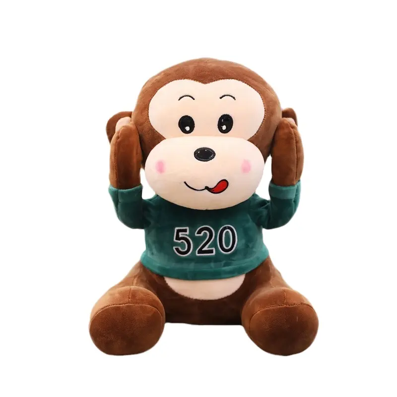 थोक प्लश बंदर भरा हुआ पशु खिलौना रचनात्मक नरम बंदर केले के खिलौने