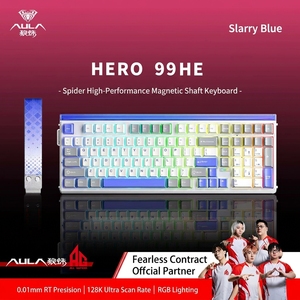 Clavier mécanique filaire USB AULA HERO99 à touches magnétiques remplaçables à chaud, RGB, rythme musical, taux de réponse 8K pour ordinateur - Product Image 2