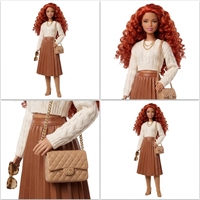 Ensemble de vêtements de mode pour poupée BJD 1/6 personnalisé : pull en tricot, jupe plissée en similicuir, bottes hautes et accessoires pour poupées