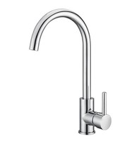 Robinet de cuisine moderne en acier inoxydable à montage mural, à un seul trou, avec eau chaude et froide, robinet à poignée unique de qualité