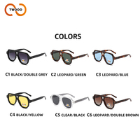 Lunettes de soleil classiques à double pont Twooo T1321, lunettes de soleil polarisées unisexes de haute qualité en TR90