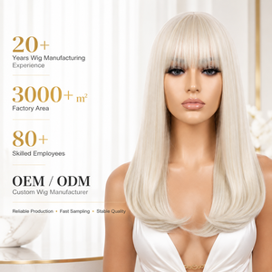 Perruque synthétique <span class=keywords><strong>courte</strong></span> ondulée bob, noire et blonde, soyeuse et lisse, avec frange, résistante à la chaleur, sans colle, naturelle et ajustable, vente en gros - Product Image 1