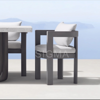 Ensemble de salle à manger en fonte d'aluminium, ensemble de salle à manger d'extérieur, style moderne, table et chaises de salle à manger, mobilier d'extérieur