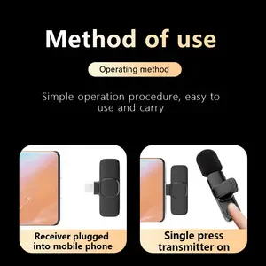 Professional Mini Lavalier Lapel Microphone Cordless Wireless Outdoor Live Noise Cancelling Mobile K9 Wireless Microphone