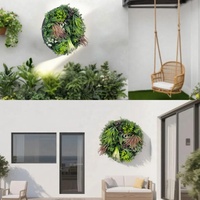 Toile de fond ronde verte suspendue Mur décoratif mur de plantes végétales mur de végétation d'herbe verte artificielle tropicale