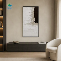 Nouveau Moderne Peint À La Main sur Toile 3D Vertical Abstrait Mer Peigné Texture Épaisse Mixte Médias Relief Mur Art Décoration de La Maison