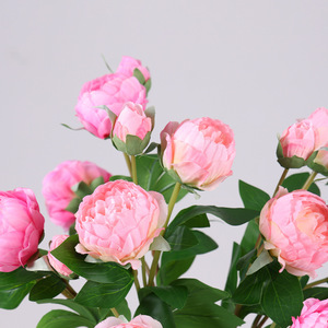 Fleur de pivoine en soie à 3 têtes pour la décoration de la maison et des bouquets de mariage, fleurs en soie de haute qualité, vente en gros - Product Image 2