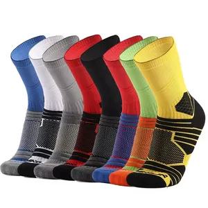 Calcetines deportivos de baloncesto para hombre con logotipo personalizado de alta calidad para correr ciclismo Elite Athletic Crew