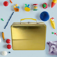 Boîte à lunch en métal personnalisée en gros avec poignée pour bonbons, capacité 1000 ml, emballage alimentaire de qualité, boîte en fer blanc avec poignée OEM