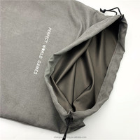 Sacs à poussière de luxe en daim velours Sofe cordon pour chapeaux sacs à main portefeuille recyclables sacs de rangement en faux daim avec impression argentée
