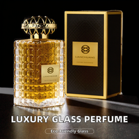 Flacon de parfum vide en verre transparent carré de luxe recyclable de 100 ml avec bouchon à vis, commande minimum