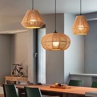Lámpara Colgante de Ratán Estilo Chino con Altura Ajustable, Luz LED Cálida para Dormitorio, Comedor y Hoteles