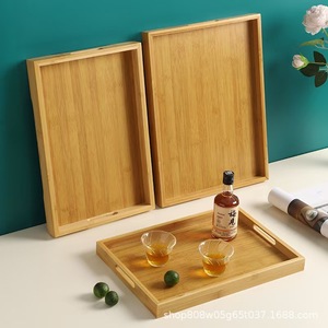 Plateau de service en bambou 22x13cm 29x18cm 33x22cm 37x26cm 41x29cm 44x32cm Bois massif pour hôtel, service de thé et de repas - Product Image 3