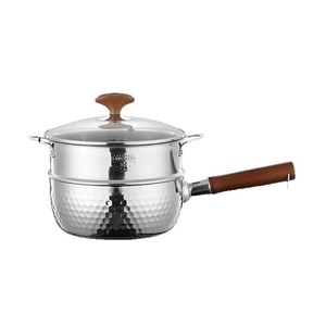 Casserole à lait en acier inoxydable 20 cm non revêtue pour la préparation de nourriture pour bébé et la cuisson à la vapeur des nouilles - Product Image 2