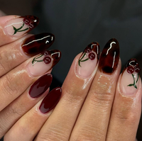 TSZS Faux Ongles Réutilisables de Luxe Couverture Complète Amande Carrée Acrylique Motif Léopard Floral Fabriqués à la Machine pour Femmes