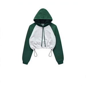 Sweat-shirt court à capuche raglan color block pour femme, manches longues, décontracté, vente en gros, fournisseur d'impression de logo personnalisé 2026 - Product Image 3