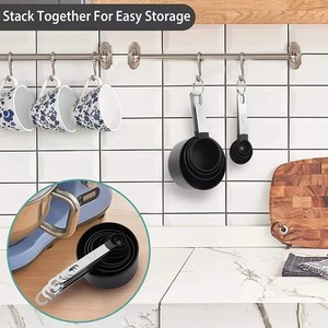 Baking công cụ biểu tượng tùy chỉnh chất lượng cao 8 cái thép không gỉ xử lý có thể điều chỉnh nhựa đo ly và thìa đặt - Product Image 5