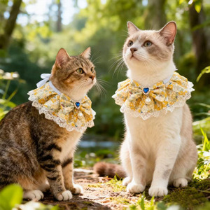Cute Pet Bib <b>Dog</b> Drool Scarf Floral Pattern Yellow Small Medium Breed Cat Collar Teddy Bichon Frise Accessory - Product Image 3
