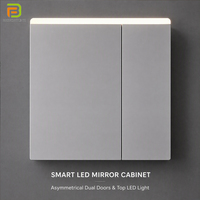 Perlengkapan Kamar Mandi PVC, Meja Rias Kamar Mandi Modern yang Dipasang di Dinding dengan Wastafel Keramik, Kabinet Cermin Kamar Mandi dengan Lampu LED
