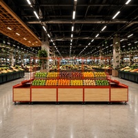 Expositor Móvil Tipo Isla con Ruedas y Espacio de Almacenamiento para Supermercados, Tiendas de Comestibles y Minoristas