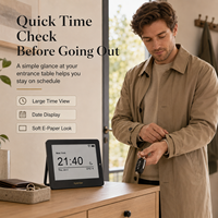 Kylendar Mini 4.2" Horloge de Bureau Intelligente avec Affichage E-Paper pour Entrée de Maison, Date, Heure et Météo, Synchronisation WiFi, Idéale pour Couloir et Étagère