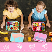Lonchera Bento para Adultos, Lonchera Bento para Niños, Contenedores de Almuerzo para Niños, Lonchera de 1300 ml con 4 Compartimentos para Niños