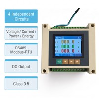 Medidor de Energía Trifásico de 4 Circuitos para Riel DIN Ydkz KGW2050, RS485 Modbus-RTU Clase 0.5, Pantalla LCD, 5A, 0-999999.9kWh