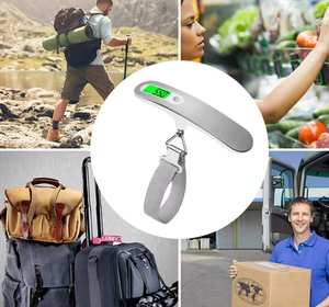 Báscula de equipaje digital de acero inoxidable, báscula portátil para maleta de viaje al aire libre, 50kg, Mini báscula de mano recargable - Product Image 6
